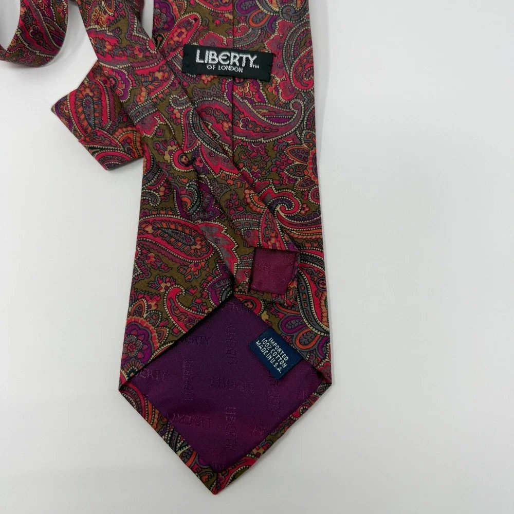 Liberty of London Necktie Mens OS‎ Multicolor Paisley 100% Cotton Made in USA